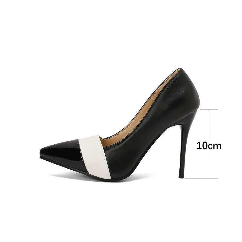 Women’s Mixed Colour Stiletto Pumps – Thin High Heels Pointed Toe Office Shoes