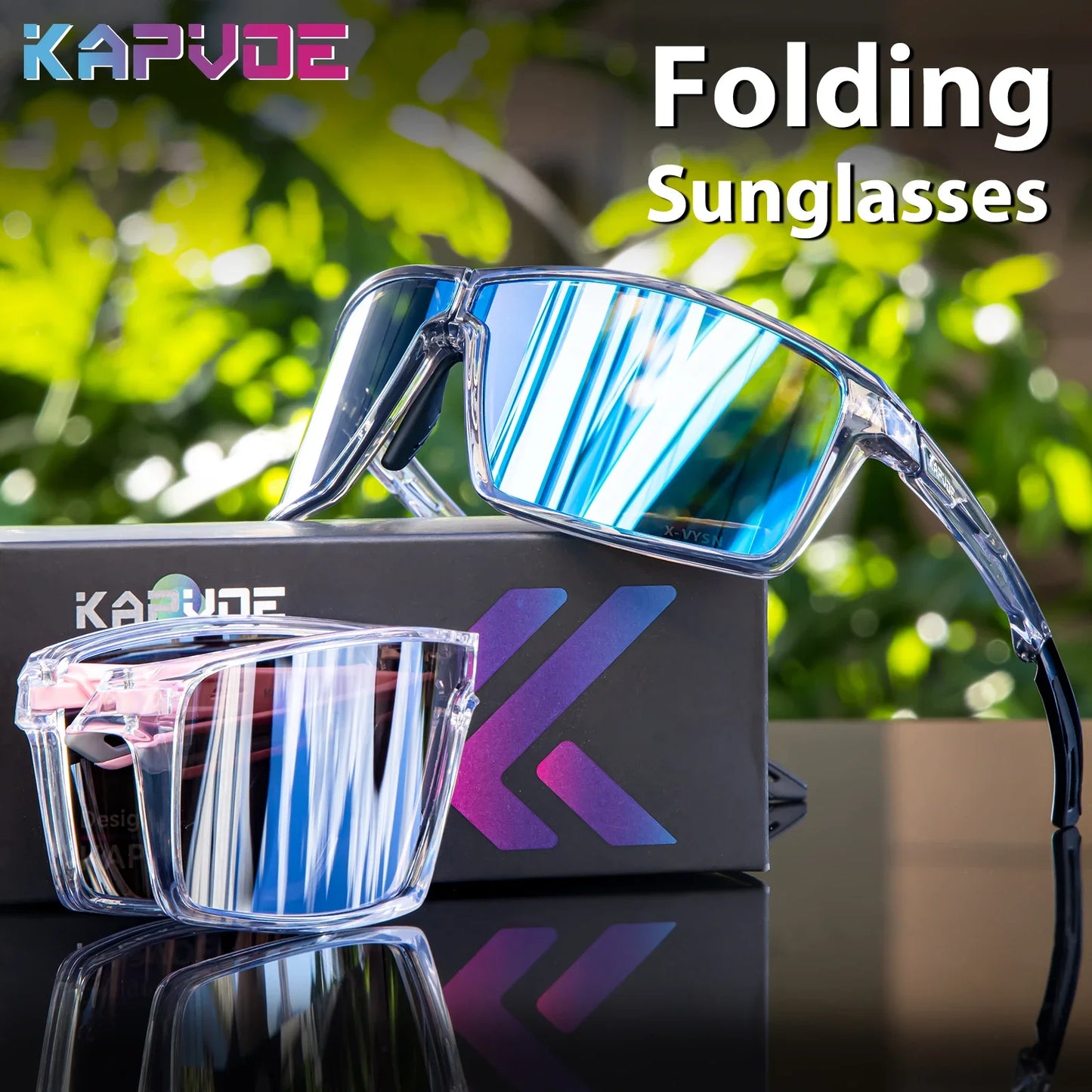 Kapvoe Polarized Folding Sunglasses Colored Multi Portable Cycling Glasses UV400 Light Weight Runing Hiking Baseball Glasses