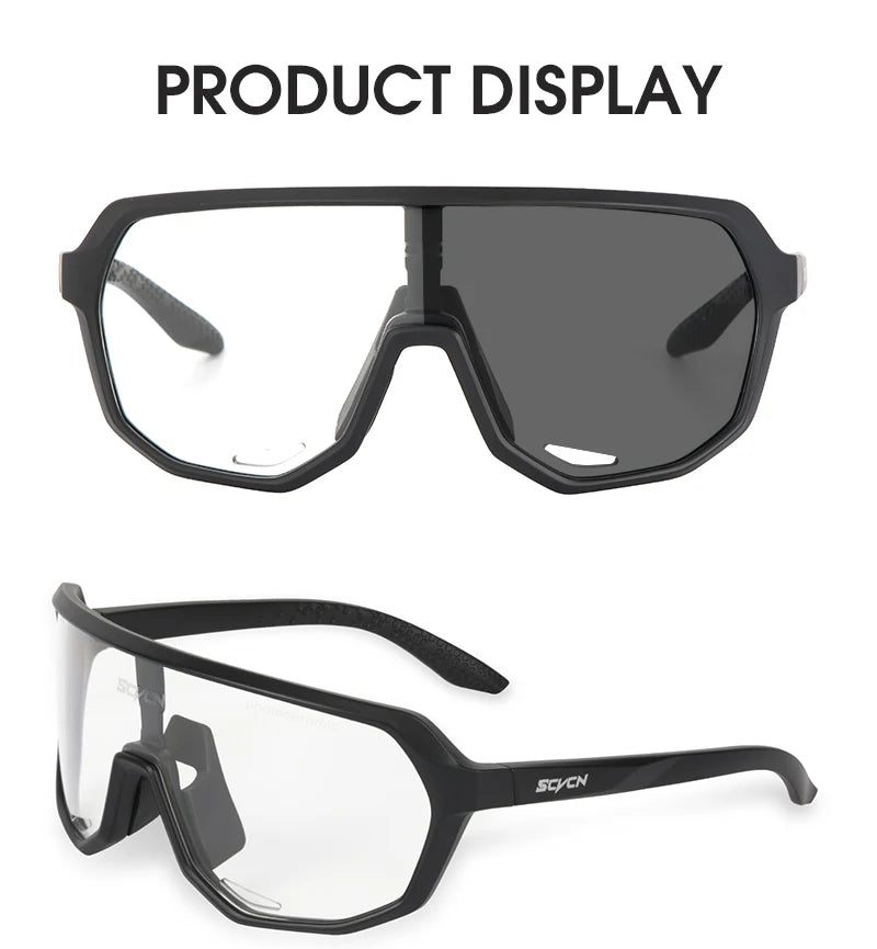 SCVCN Outdoor Sport Bike Photochromic Sunglasses Men Women bicycle MTB Road Cycling Glasses UV400 Fishing Goggles Running Eyewea