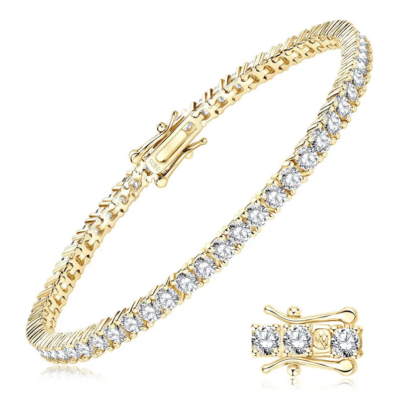 Lnngy 3MM Moissanite Tennis Bracelet With GRA For Women Men Certified 925 Sterling Silver Bracelets Sparkling Hand Jewelry Gift