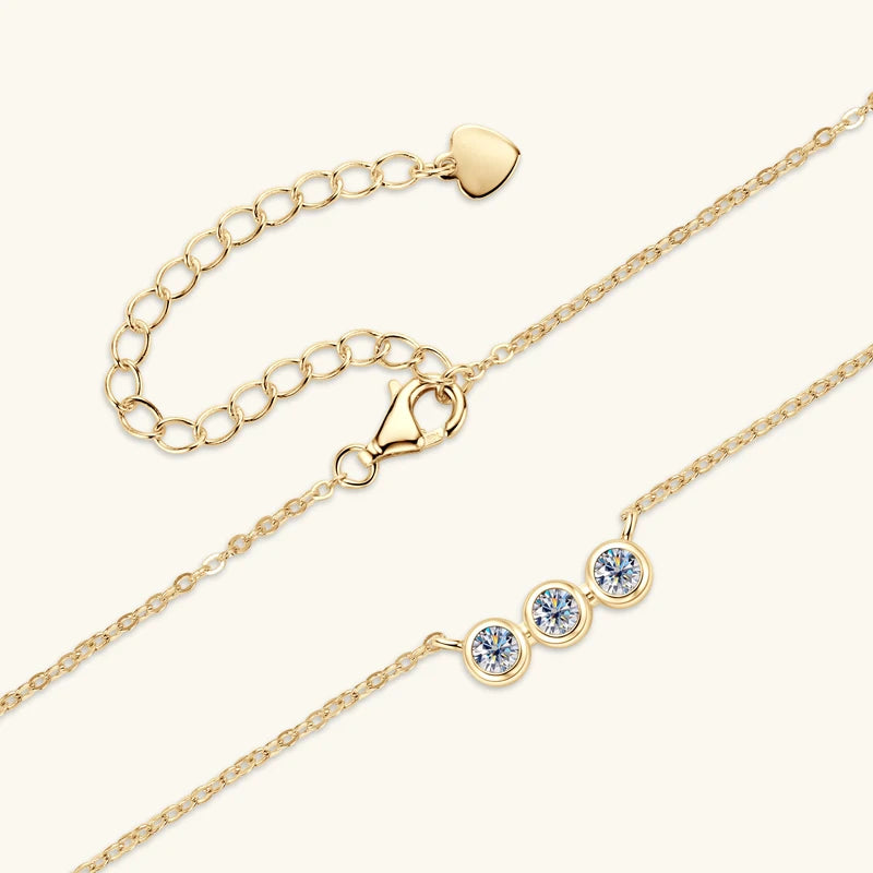 IOGOU 3mm Moissanite Jewelry Sets Real 925 Silver for Women 3 Stones Pendant Necklace Stud Earrings Set Valentine's Day Gifts