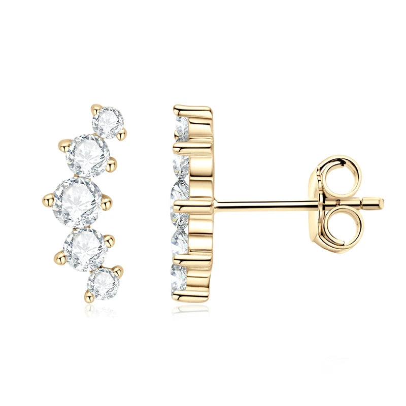 Lnngy GRA Certified Moissanite Stud Earring For Women Original 925 Sterling Silver Irregular Piercing Earring 2025 Hot Jewelry