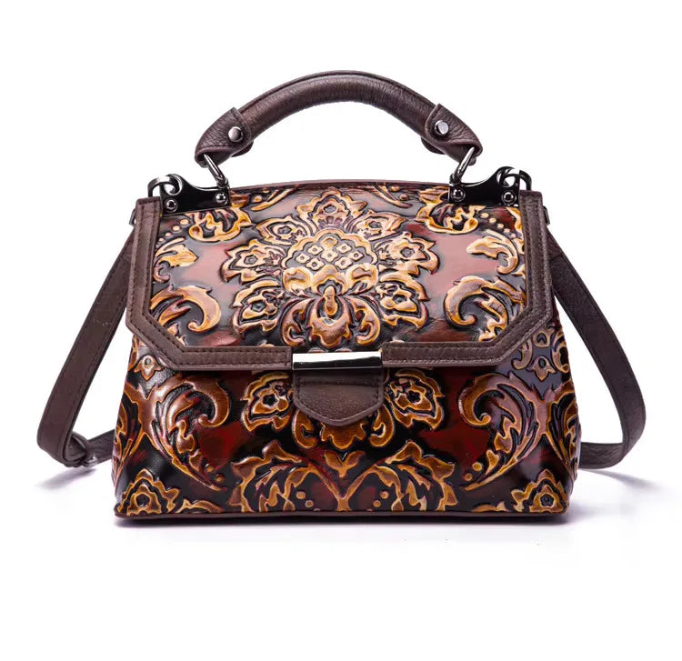 MOTAORA Womens Genuine Leather Luxury Handbag Handmade Embossed Vintage Shoulder Crossbody Bag New Arrival