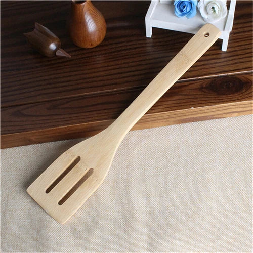 6 Pieces Bamboo Spoon Spatula Kitchen Utensil Wooden Cooking Tool Mixing Set