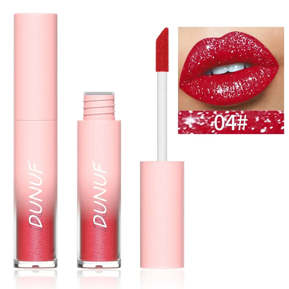 18 Color Sexy Red Diamond Glitter Lip Gloss Metallic Waterproof Long Lasting Matte Shimmer Liquid Lipstick Women Makeup Cosmetic