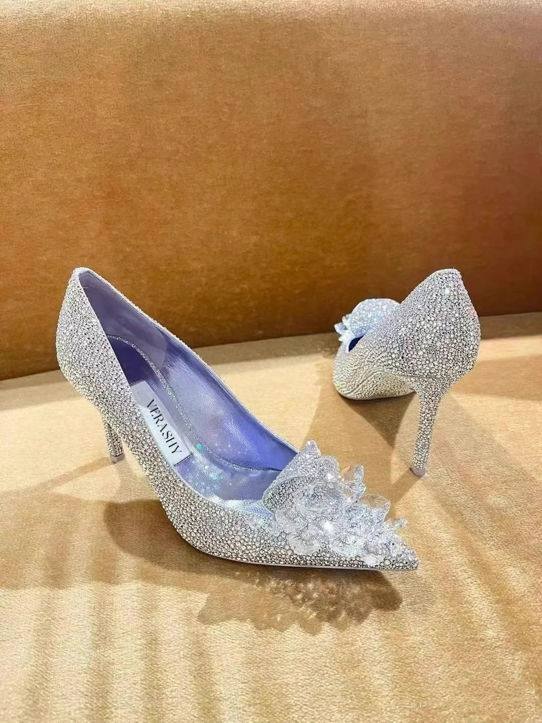 2025 New Spring And Autumn Bridal Wedding Shoes Rhine-shaped High Heels Female Stiletto Crystal Pumps