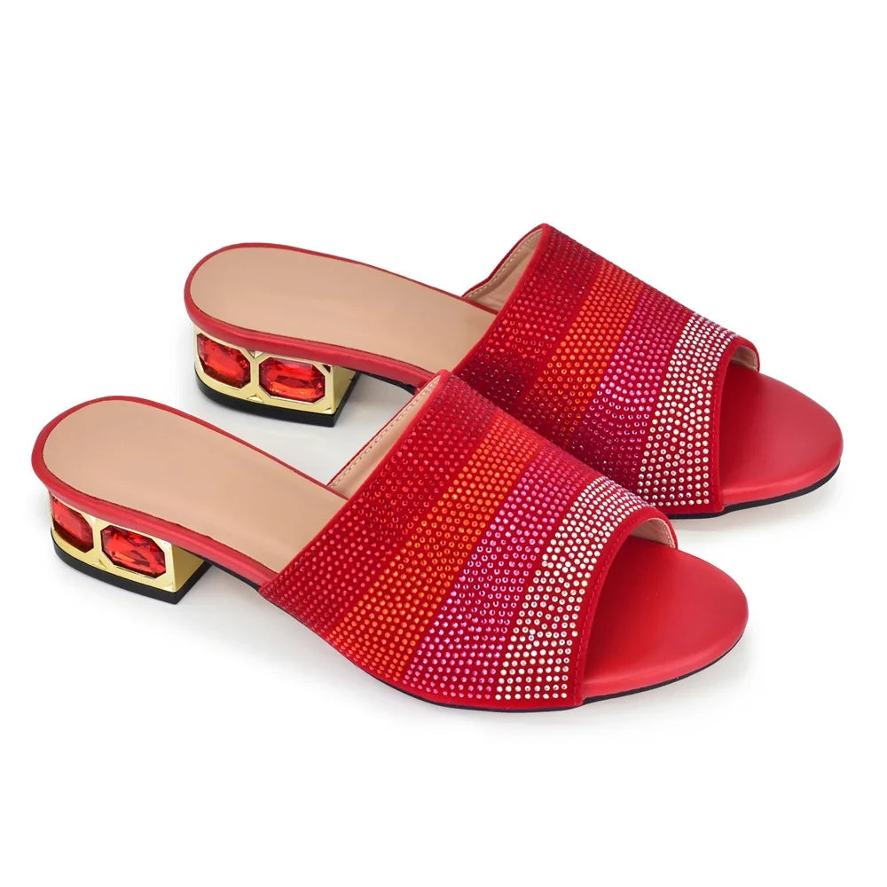 2025 New Classic Design Sandals Italian Style Lady Shoes Low Heel Summer Mules Comfy Sandals Wedding Shoes Bride Party Pumps