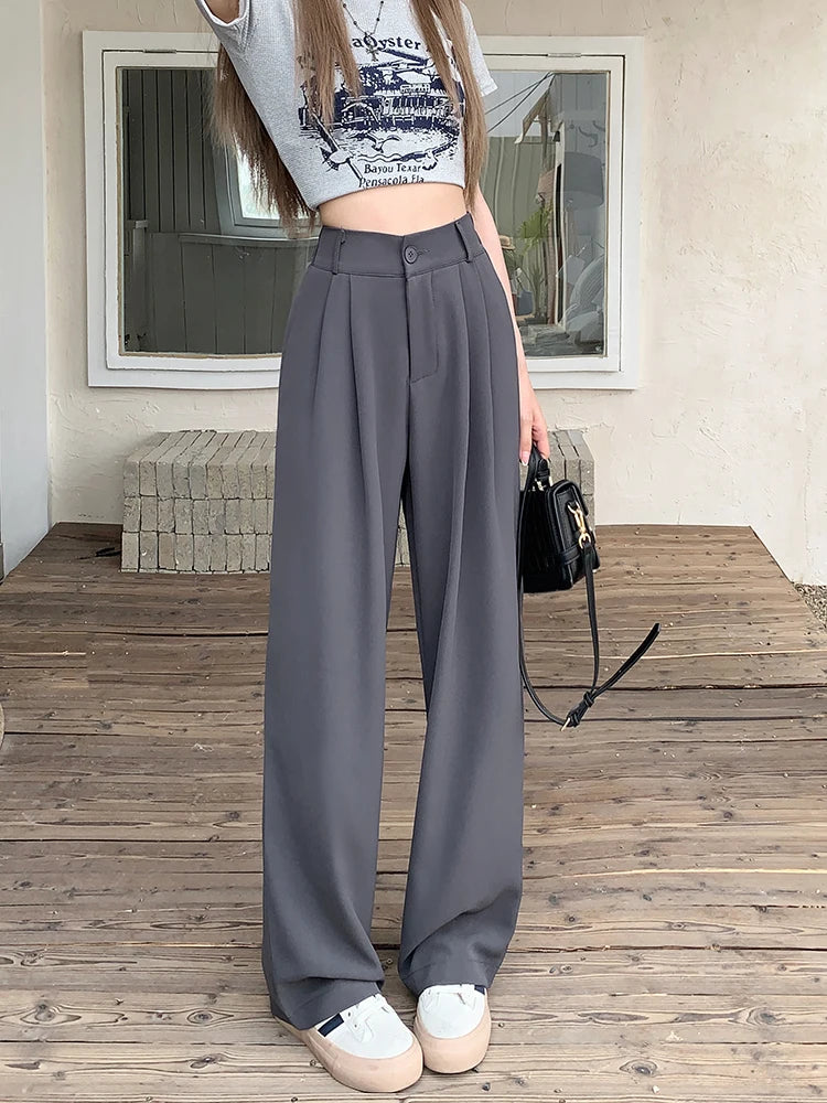 plus Size Women's Casual Wide Leg Pants High Waist Slimming Trousers Versatile Spring Faion Korean Sle Commute Pants