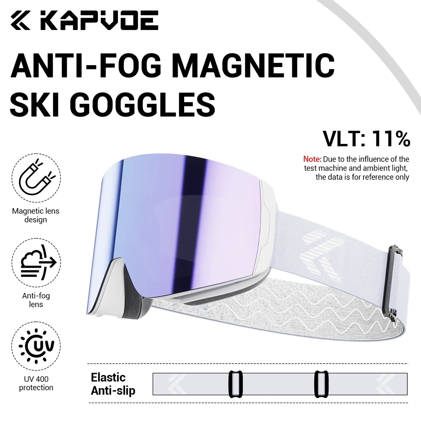 KAPVOE Winter Outdoor Ski Goggles Double Magnet Adsorpt Layers UV400 Anti-fog Coatings Snowmobile Snowboard Skiing Men Women