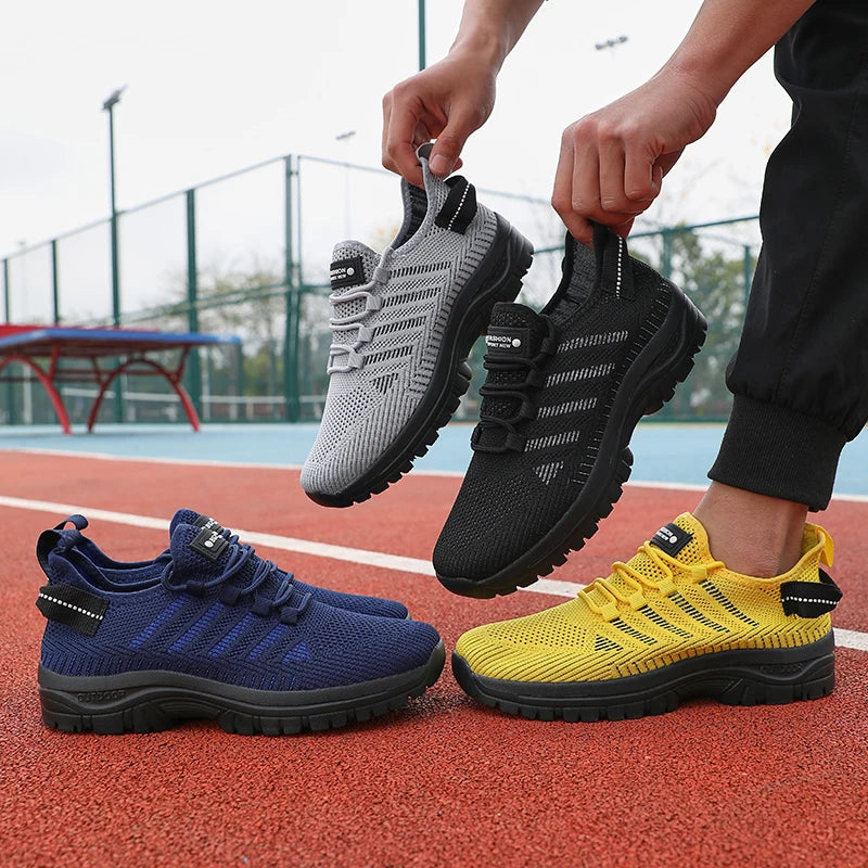 2025 Men's Running Shoes Knitted Mesh Breathable Fashion Casual Sports Shoes Comfortable Fitness Lightweight Men's Casual Shoes