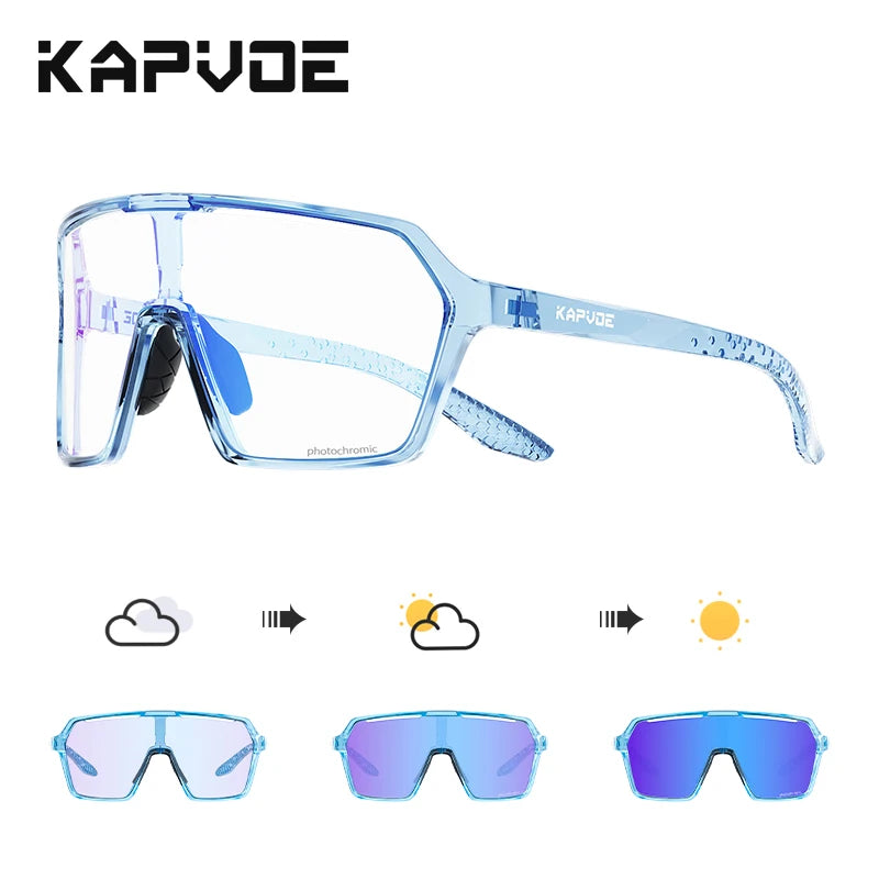 Kapvoe Photochromic Cycling Glasses Baseball Sunglasses UV400 MTB Mountain Bike Transition Bicycle for Women Sports Eyewear