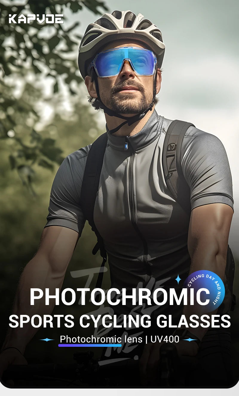 Kapvoe Photochromic Cycling Glasses Baseball Sunglasses UV400 MTB Mountain Bike Transition Bicycle for Women Sports Eyewear