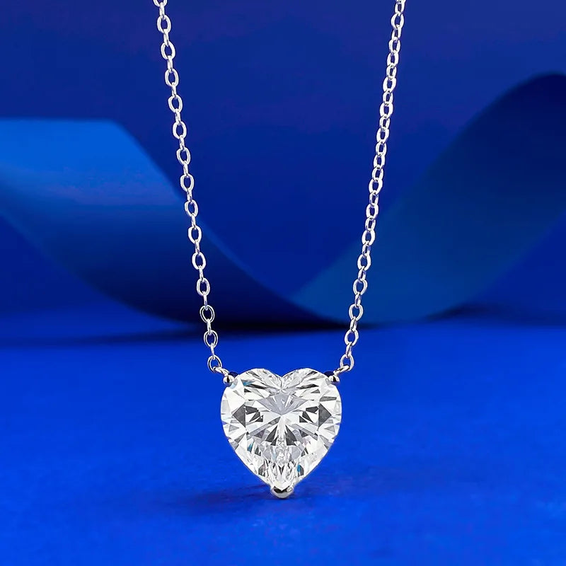 Queen Heart Lab Moissanite Diamond Pendant 100% Real 925 Sterling Silver Wedding Chocker Necklace for Women Engagement Jewelry