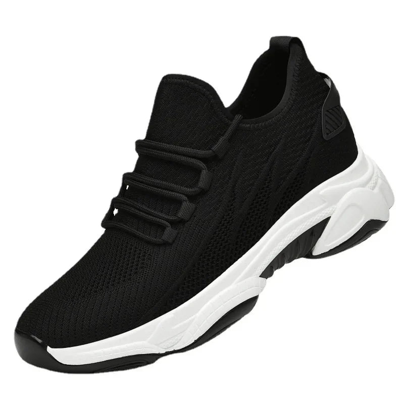 Invisible Heightening 8CM Men's Running Shoes Low Heel Soft Bottom Casual Sports Shoes Breathable Mesh Inner Lining EVA Insole
