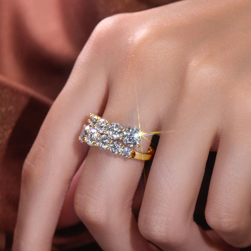 Lnngy Adjustable Rings for Women 925 Sterling Silver Sparking Round Cut Moissanite Ring Engagement Wedding Party Jewelry Gift