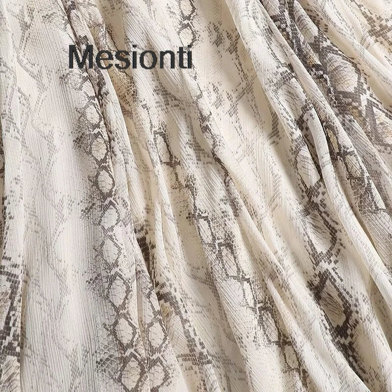 Female Serpentine Print Wide Swing Skirt Woman New Fashion Elegant Long Skirts For Women 2025 Evening Party Skirts