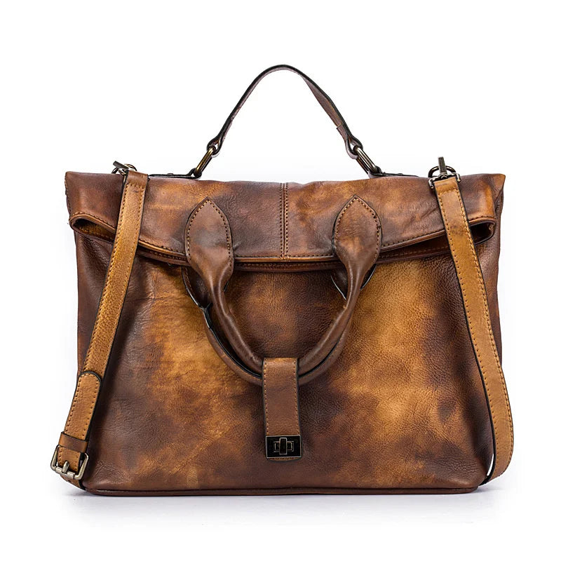 MOTAORA Retro Trendy Leather Women's Shoulder Bag Fashion Style Female Big Bag Crossbody Handbag Vintage Briefcase Messenger Bag