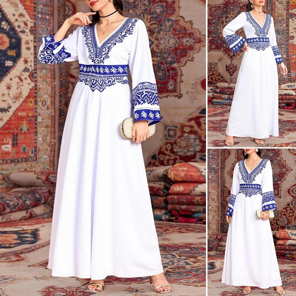 Rafiah Women's Dresses Summer Comfortable Elegant 2025 Plain Long Sleeve Plunge Neck
A-Line Midi Vacation Long Dress