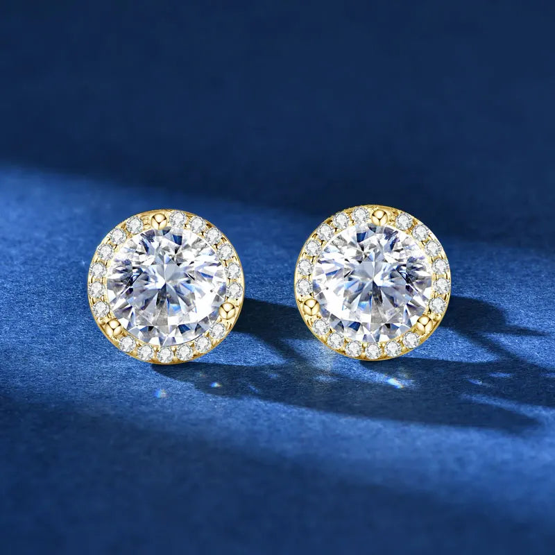 Lnngy Sparkling 5MM 6.5MM 8MM Certified Moissanite Earrings 925 Sterling Silver Round Stud Earring 2025 New Women Jewelry Gift