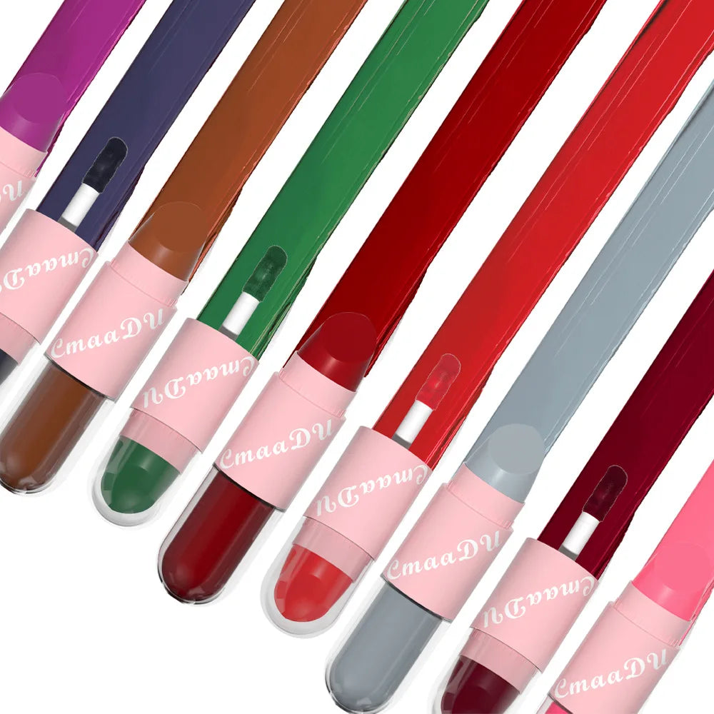 CmaaDu 2 IN 1 lipstick lip & glosses 6-piece matte Lipstick Face Color waterproof small size light weight easy to carry