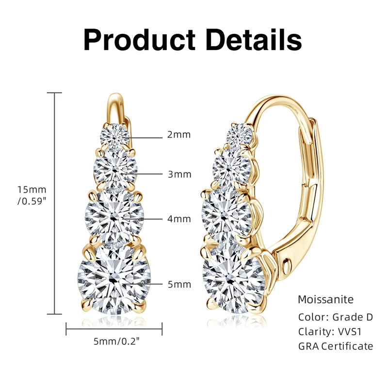 Lnngy Certified Moissanite Hoop Earrings 925 Sterling Silver 4 Stone Circle Earring For Women Ear Jewelry Pendientes Oorbellen