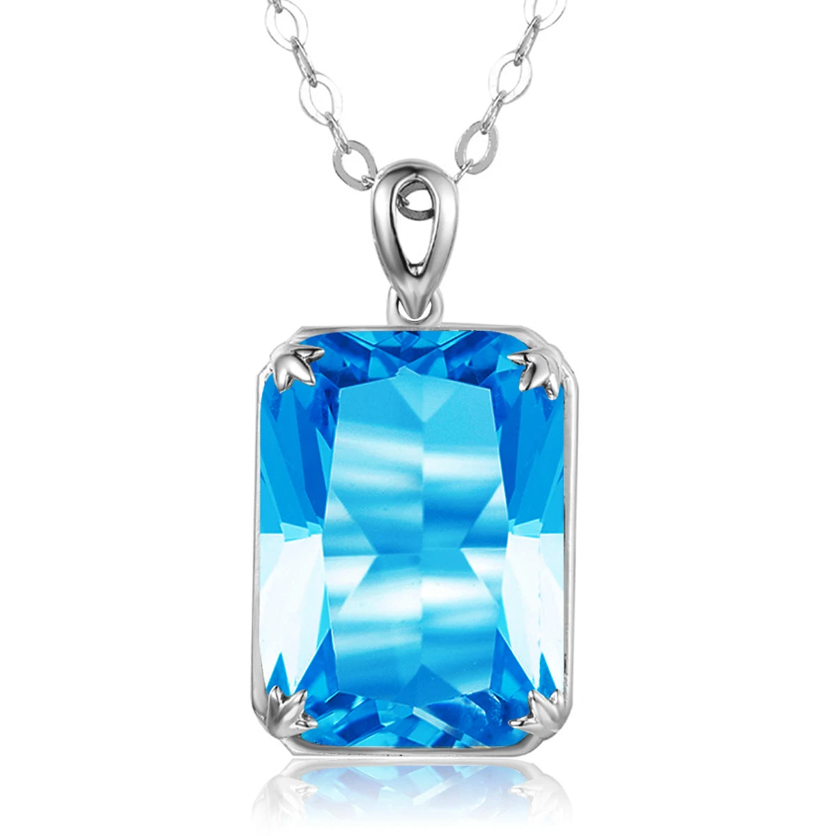 100% Real Silver 925 Necklace Pendant Aquamarine Women Jewelry Birthday Party Banquet Girl Accessories 2022 New Trendy