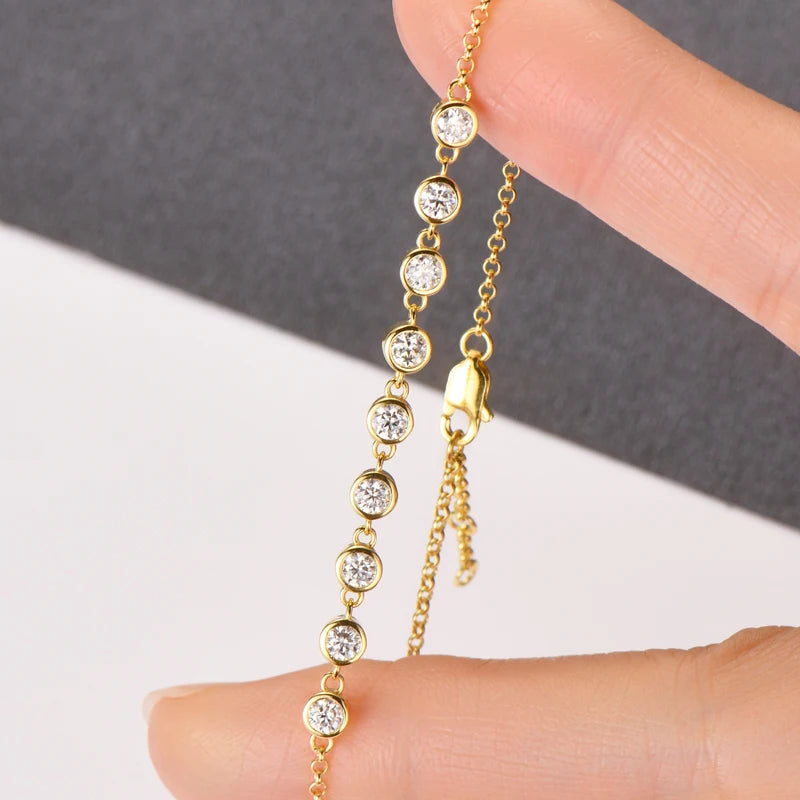 RAPRGOLD Moissanite Necklace Earrings Bracelet Ring Fine Jewelry Set for Women S925 Sterling Silver Round Pendant Chains Gifts