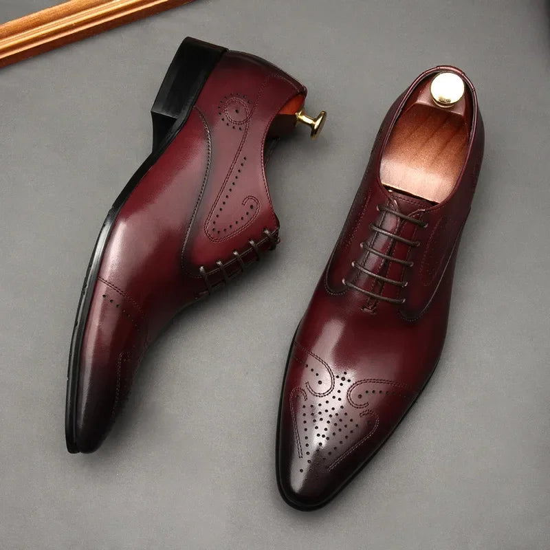 Handmade Mens Dress Shoes Luxury Genuine Leather High Quality