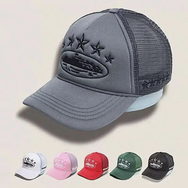 Unisex CRTZ Men Women Cap Pentagram Embroidery Baseball Net Caps Spring Summer Outdoor Adjustable Casual Hats Sunscreen Hat