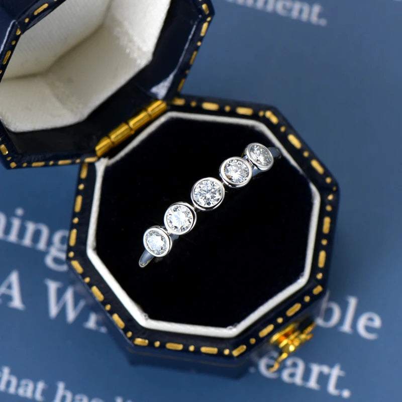 RAPRGOLD Moissanite Necklace Earrings Bracelet Ring Fine Jewelry Set for Women S925 Sterling Silver Round Pendant Chains Gifts