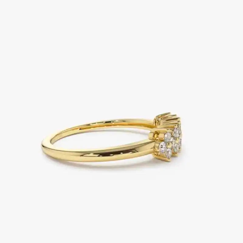 Lnngy 2mm Moissanite Ring With Certificate 925 Sterling Silver Cluster Flower Wedding Rings For Women 14k Gold Plated Jewelry