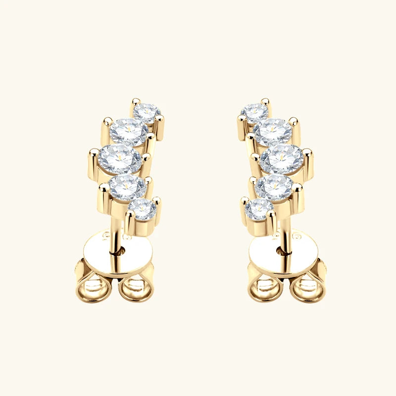 Lnngy GRA Certified Moissanite Stud Earring For Women Original 925 Sterling Silver Irregular Piercing Earring 2025 Hot Jewelry