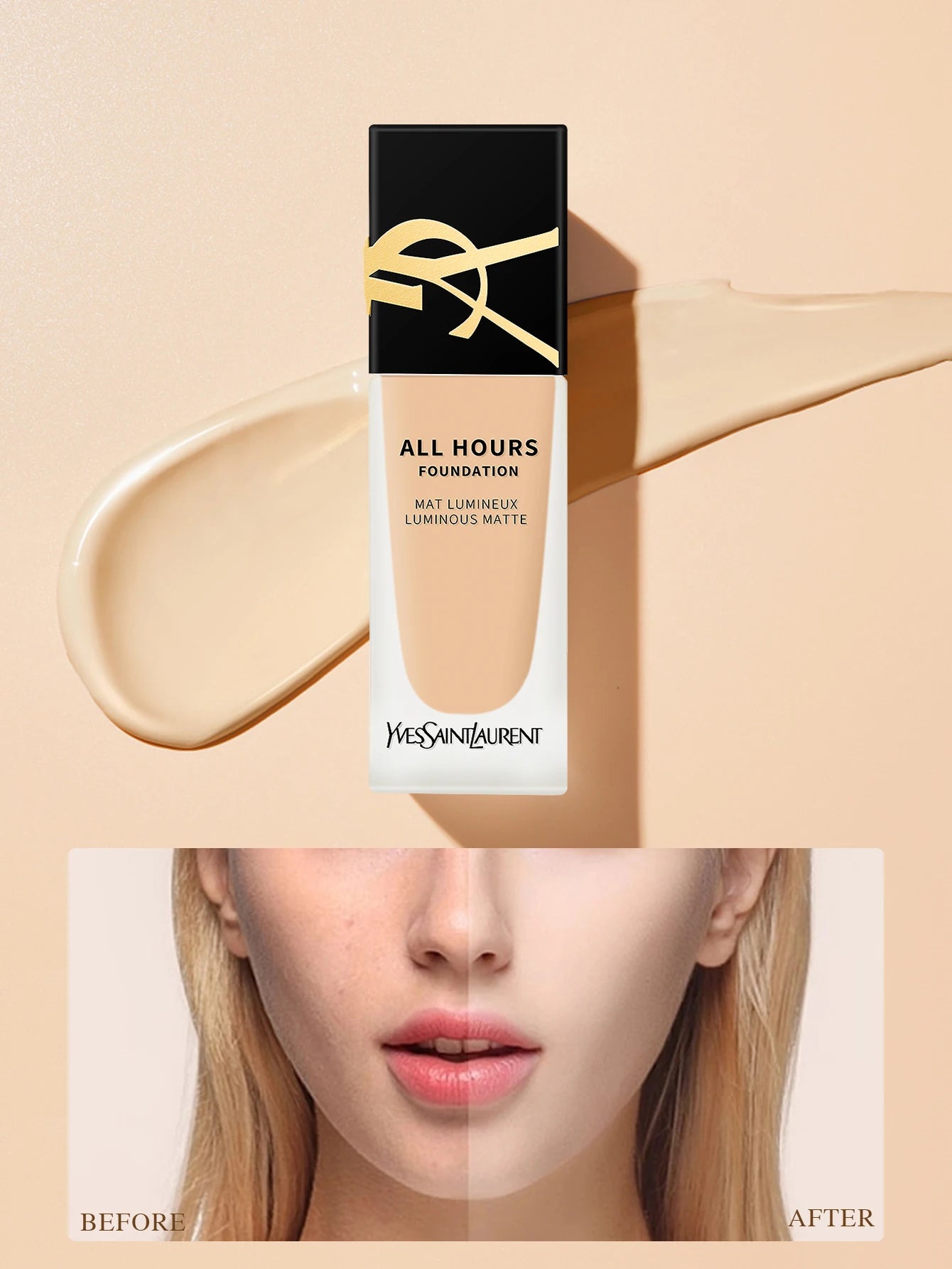 Yves Saint Laurent All Hours Foundation Full Cover Luminous Matte-All Day Long Wear SPF 20 #LC1 #LC2 #LN1 #LN4 - 0.84 fl.oz./25m