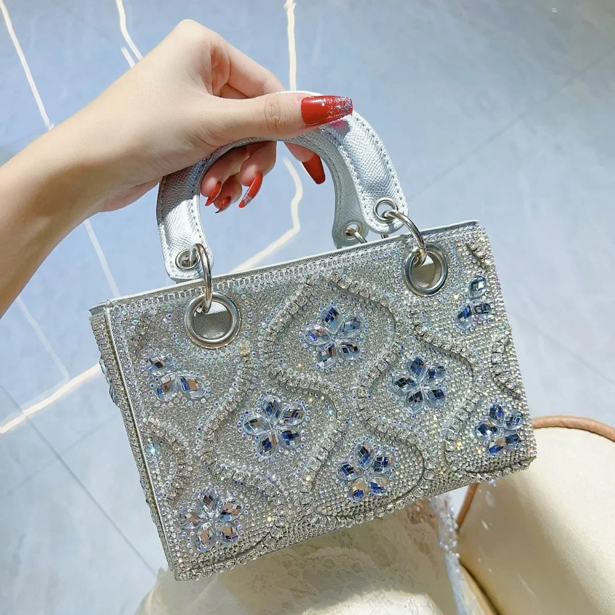 Women's Luxury Rhinestone Evening Bag – Handmade Shoulder & Crossbody Party Clutch