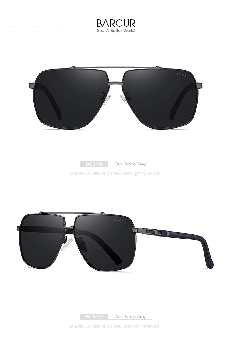 BARCUR Square Mens Sunglasses Polarized Driving Gradient Sun Glasses for Men UV400 Shades Eyewear Oculos Gafas De Sol