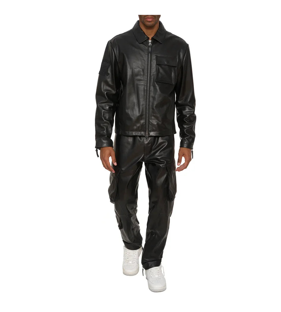 AVIREX Spring/Summer Aviator Clothing Men's Long Sleeve Shirt Jacket 100% Napa Sheepskin Leather Jacket US Size Simple Coat Top