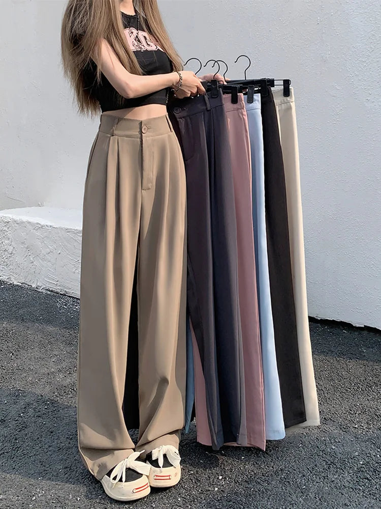 plus Size Women's Casual Wide Leg Pants High Waist Slimming Trousers Versatile Spring Faion Korean Sle Commute Pants