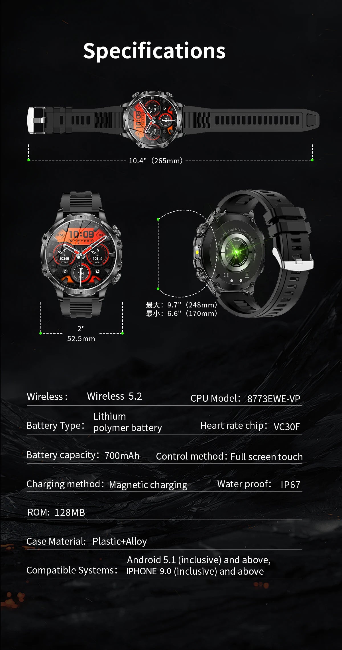 LIGE New 1.9" AMOLED 416*416 Screen Smart Watches Flashlight Outdoors Sports Fitness Tracker 700mah Large Battery Men Smartwatch
