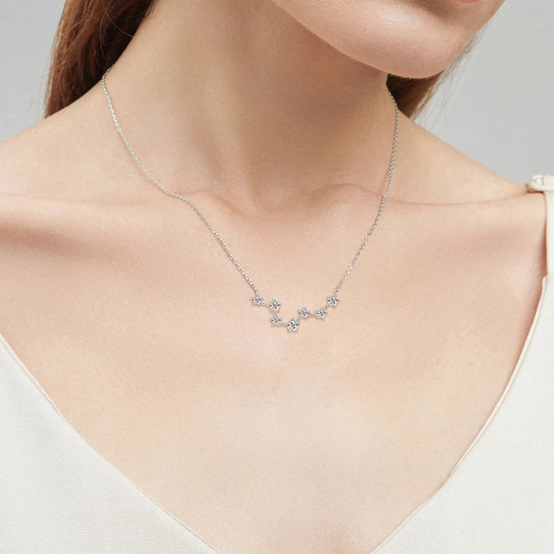 Lnngy Moissanite Necklace Sparkling 925 Sterling Silver Big Dipper Pendant Necklaces for Women Girls Birthday Jewelry Gifts