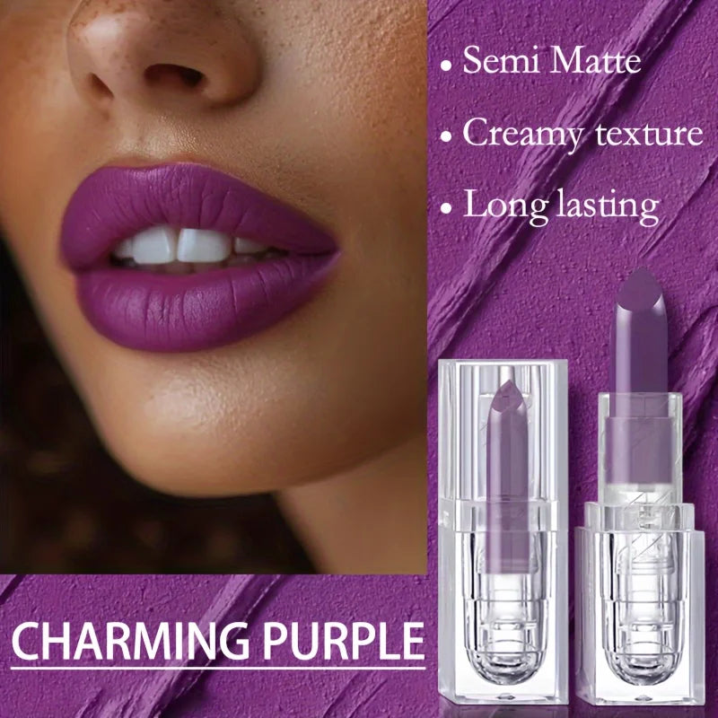 Matte Purple Lip Gloss Moisturizing Matte Glamor Non-stick Cup High Pigmented Lipsticks For Cosplay Party Makeup Cosmetics