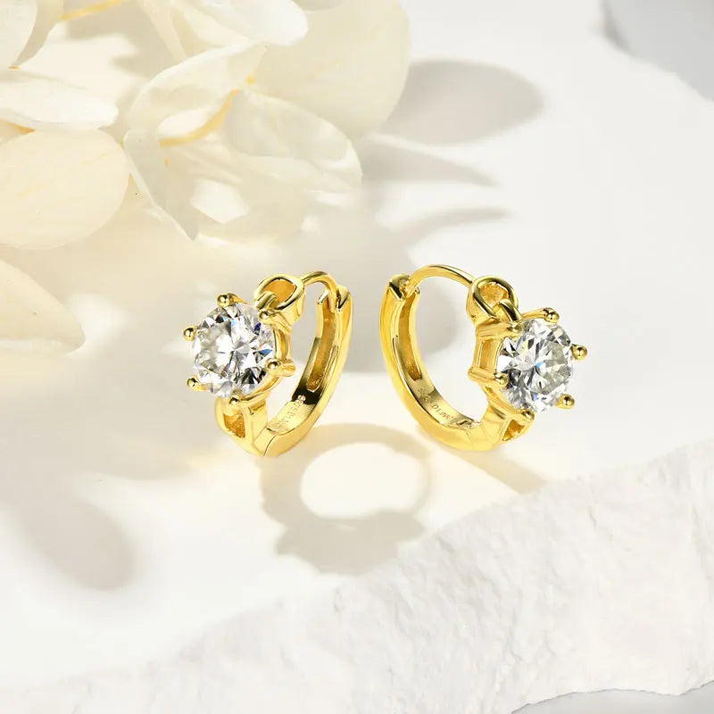 Lnngy Shining1CT Round Moissanite Hoop Earrings With Certificate 925 Sterling Silver Six Claw Earring 2025 Jewelry New Arrivals