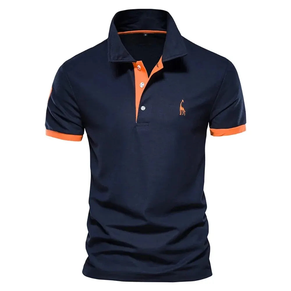 Polo style Giraffe Shirt Men Quality Embroidery Summer Short Sleeve Polo Casual Business Social Mens Polos BR Size