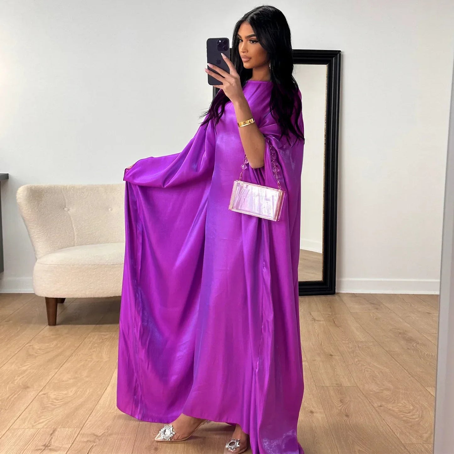 Shiny Butterfly Abaya Inside Belt Muslim Party Long Dress Summer Abayas for Women Dubai Luxury Turkey Islam Clothes Kaftan Robe