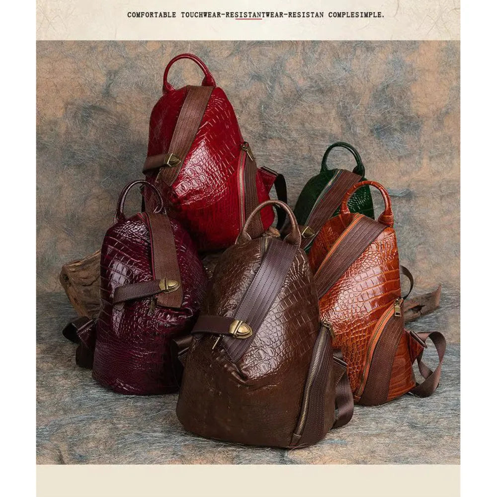 2025 Vintage Handmade Leather Backpack for Women, Genuine Cowhide Travel Bookbag, Luxury Designer School Bags for Ladies & Girls