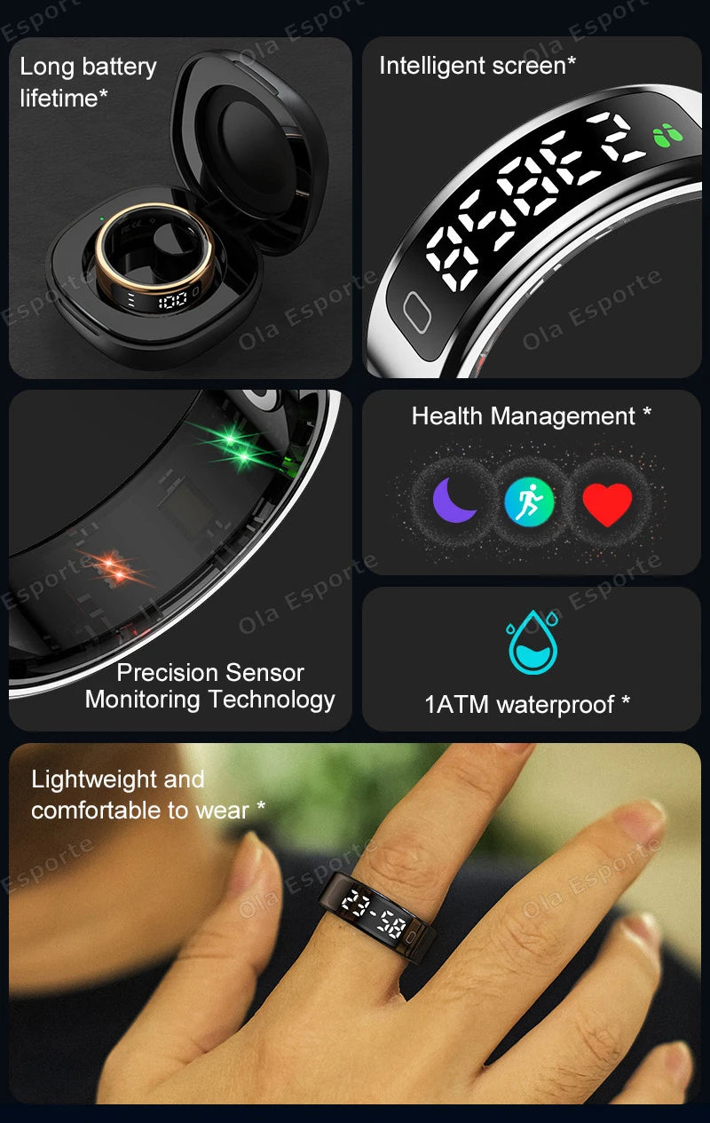 New R11 For xiaomi Smart Ring Men Women LED Display Screen Heart Rate Blood Oxygen Monitor Waterproof Multi Sports Modes rings