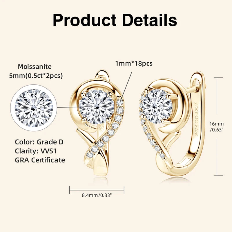 Lnngy Infinity Moissanite Diamond Earring Brinco Prata 925 Sterling Silver Hoop Earrings For Women Sparkling Fine Jewelry GIft