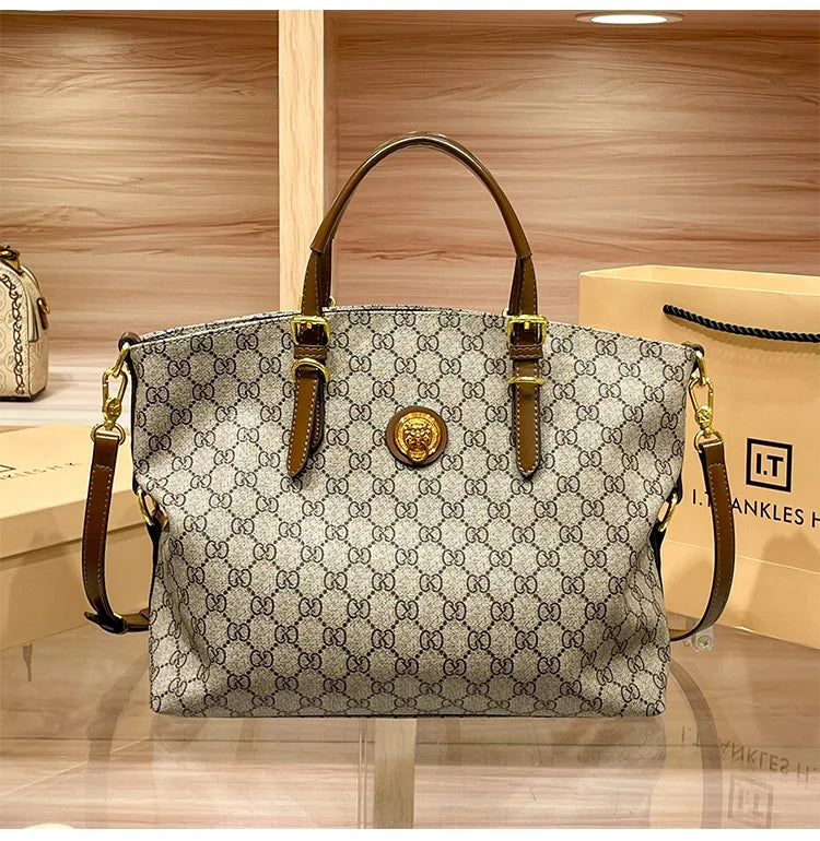 Women’s Light Luxury Retro Handbag – Large Capacity Shoulder & Crossbody Tote – 2025 High-End Fashion