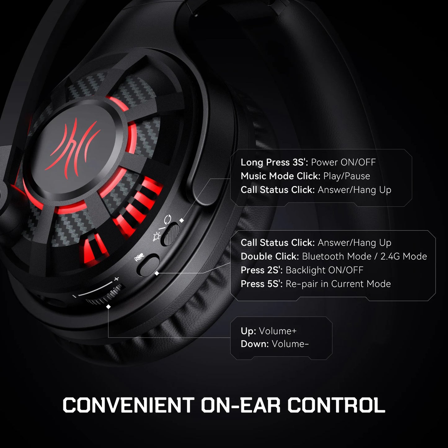Oneodio G18BT 2.4GHz USB/Type C Wireless Gaming Headset Bluetooth 5.3 Headphones Gamer With Noise Cancelling Mic for PC PS4 PS5