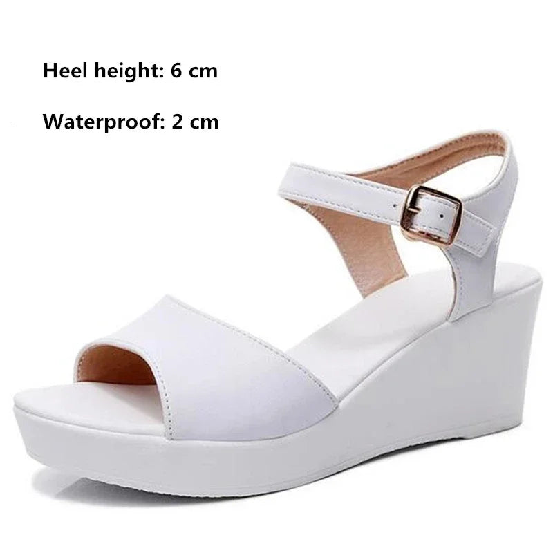 Women’s Genuine Leather wedges Sandals – Elegant Party Wear