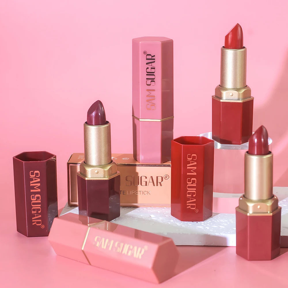 SAM SUGAR 6-Color Matte Lipstick , Non-Stick Cup Long-Lasting Velvet Finish, Smooth Matte Lip Color Waterproof Smudge-proof